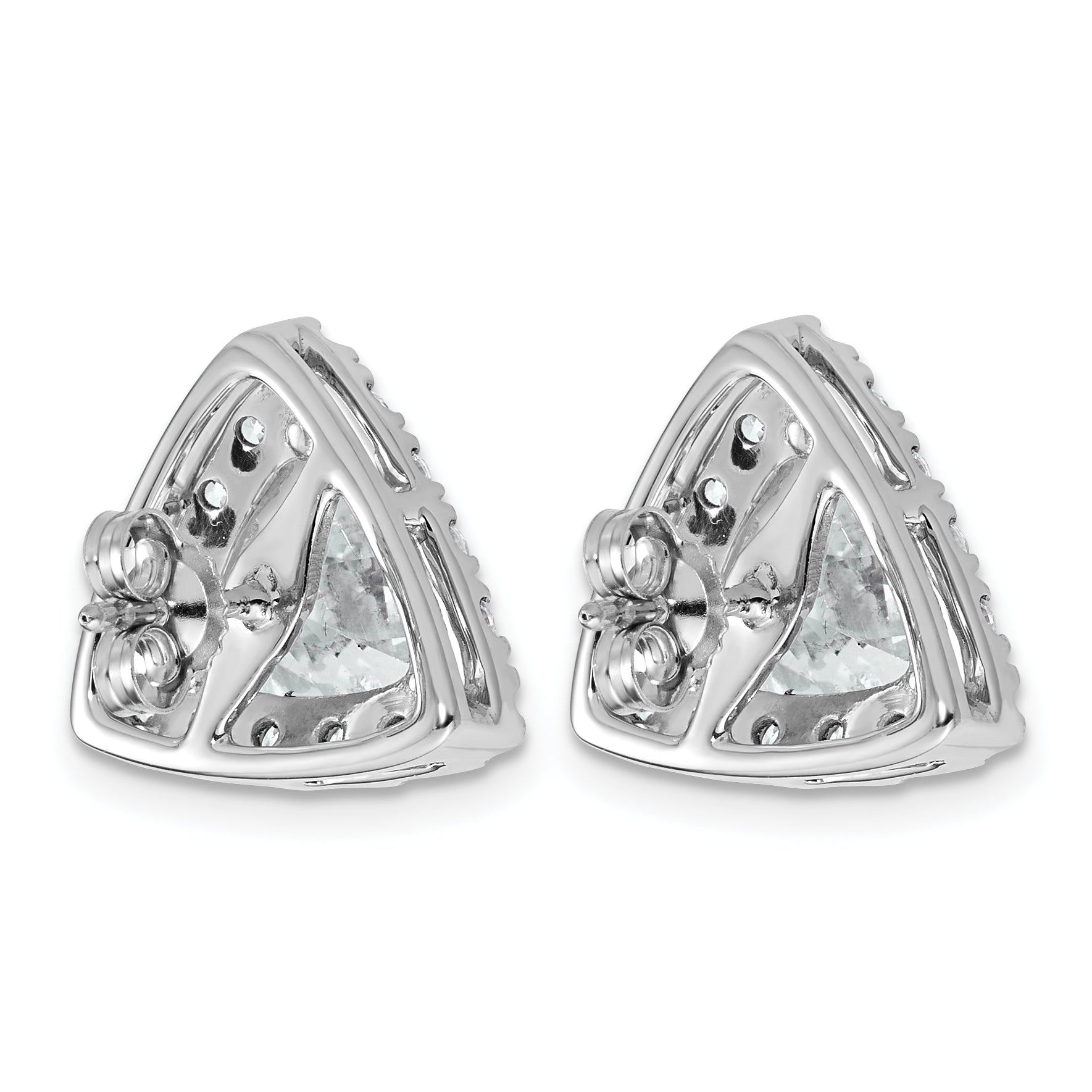 14k White Gold 5 1/4 carat Lab Grown Diamond VS+ F+ Complete Trillion Halo Post Earrings