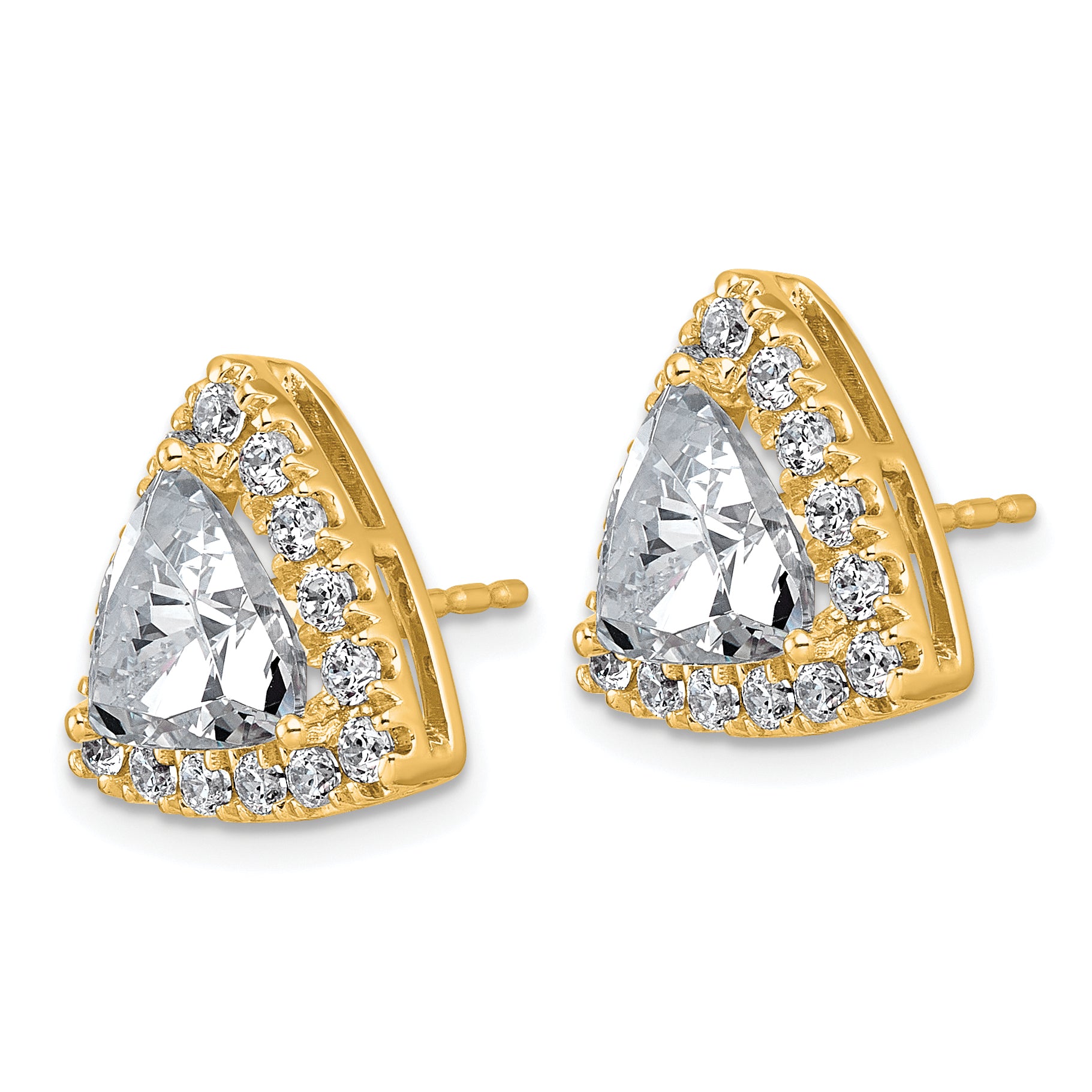 14k 5 1/4 carat Lab Grown Diamond VS+ F+ Complete Trillion Halo Post Earrings