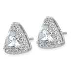 14k White Gold 6 1/2 carat Lab Grown Diamond VS+ F+ Complete Trillion Halo Post Earrings