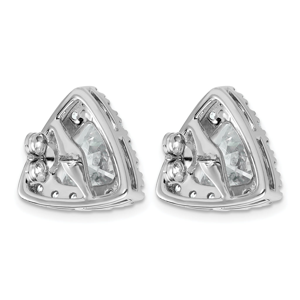 14k White Gold 6 1/2 carat Lab Grown Diamond VS+ F+ Complete Trillion Halo Post Earrings