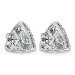 14k White Gold 6 1/2 carat Lab Grown Diamond VS+ F+ Complete Trillion Halo Post Earrings