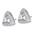 14k White Gold 7 3/4 carat Lab Grown Diamond VS+ F+ Complete Trillion Halo Post Earrings