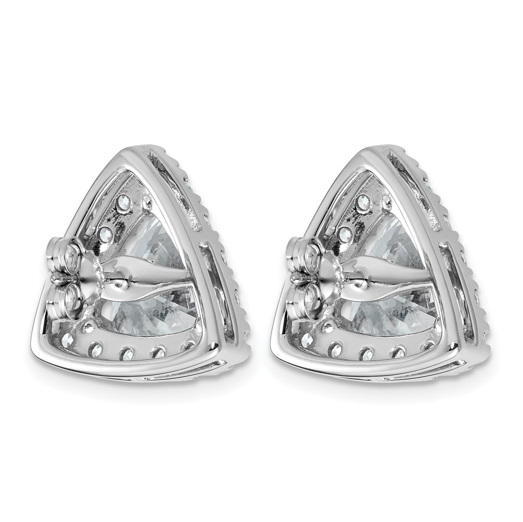 14k White Gold 7 3/4 carat Lab Grown Diamond VS+ F+ Complete Trillion Halo Post Earrings