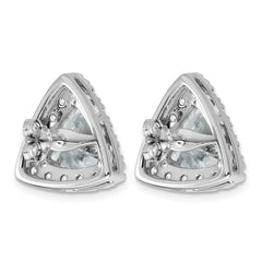14k White Gold 7 3/4 carat Lab Grown Diamond VS+ F+ Complete Trillion Halo Post Earrings