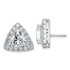 14k White Gold 7 3/4 carat Lab Grown Diamond VS+ F+ Complete Trillion Halo Post Earrings