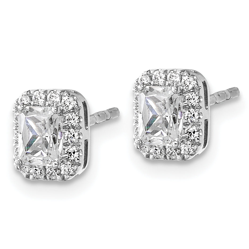 14K White Gold 5/8 ct Lab-Created Diamond VS+ F+ Halo Earrings Secondary image