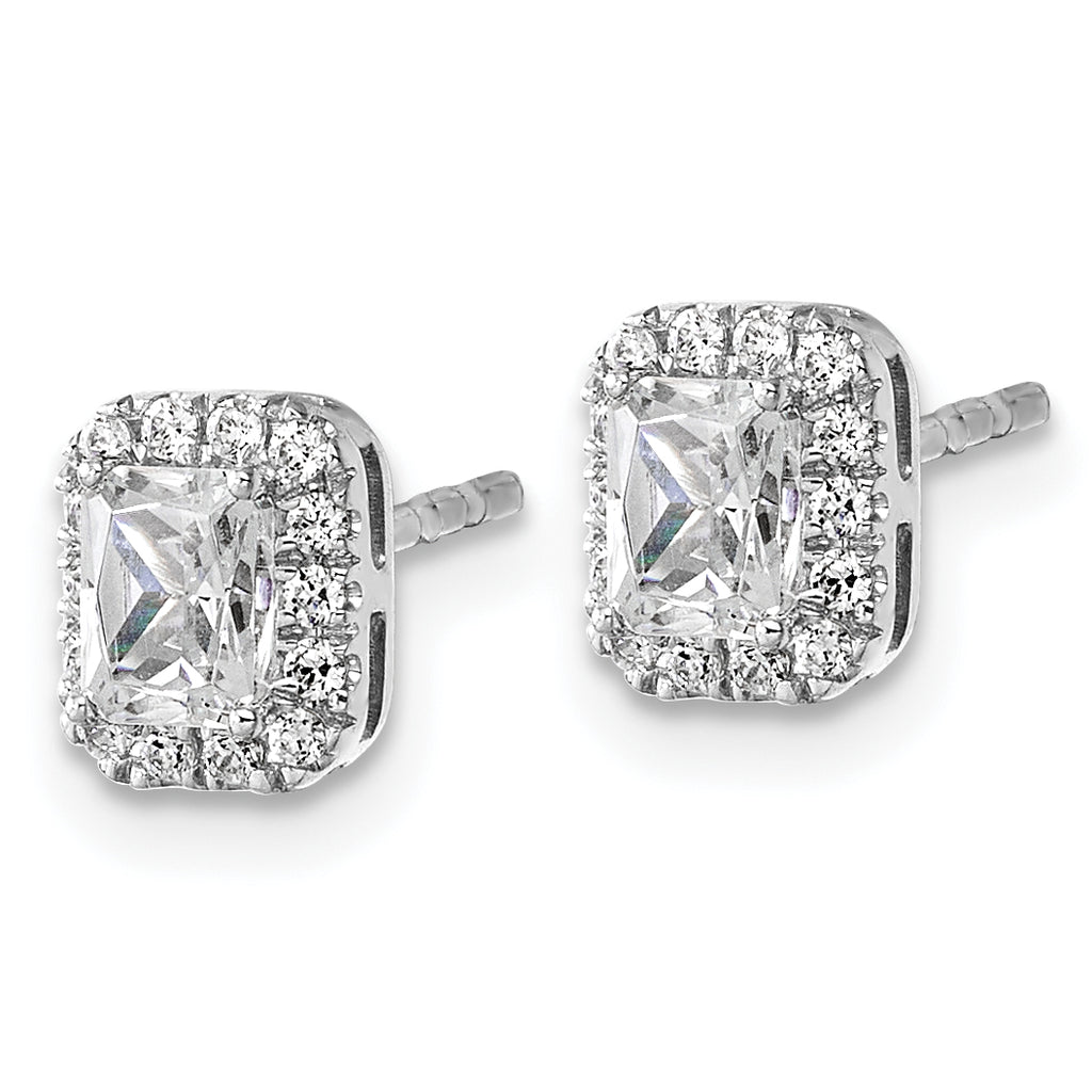 14K White Gold 5/8 ct Lab-Created Diamond VS+ F+ Halo Earrings