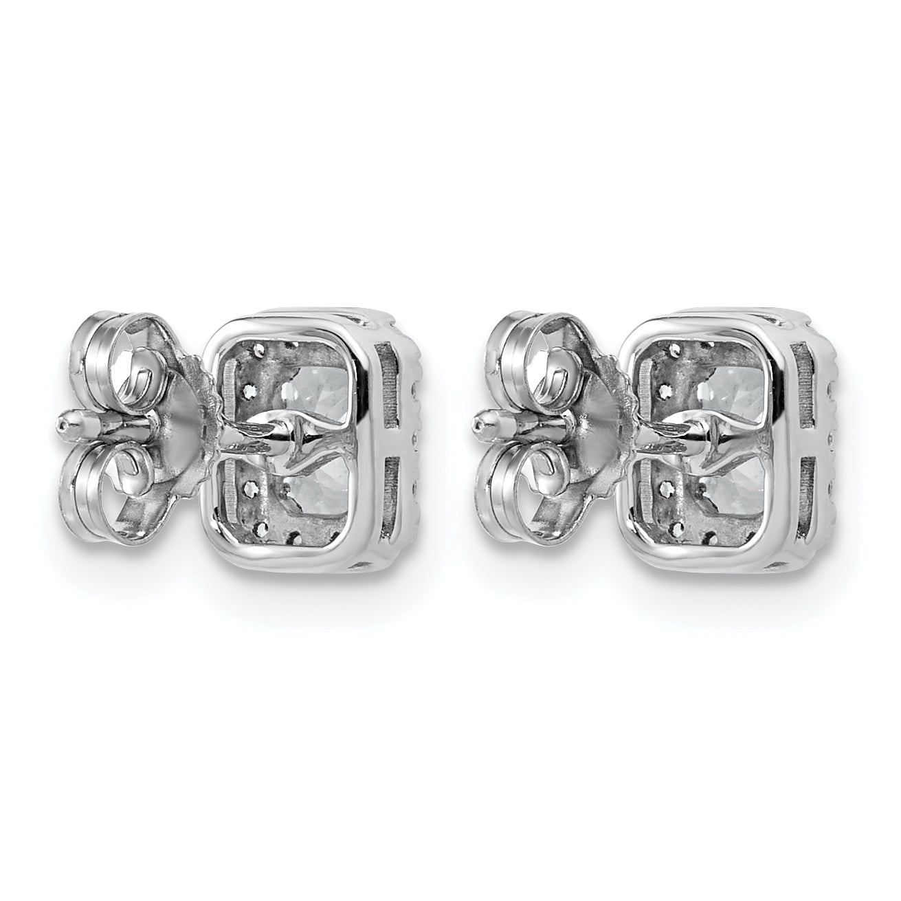 14k White Gold 5/8 carat Lab Grown Diamond VS/SI+ G+ Complete Emerald Halo Post Earrings