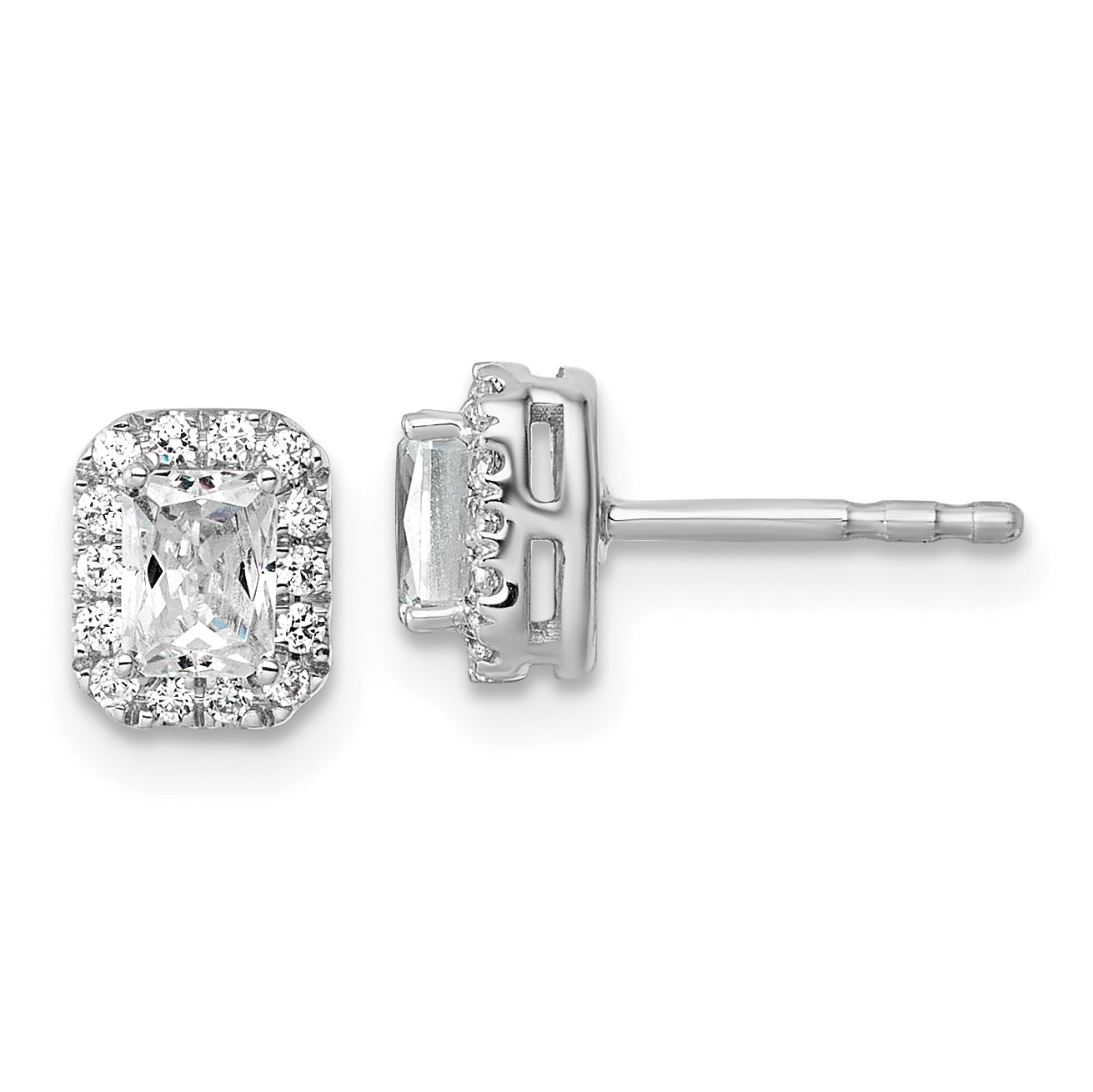 14K White Gold 5/8 ct Lab-Created Diamond VS+ F+ Halo Earrings Main image