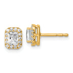 14k White Gold 5/8 carat Lab Grown Diamond VS+ F+ Complete Emerald Halo Post Earrings