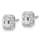 14k White Gold 7/8 carat Lab Grown Diamond VS/SI+ G+ Complete Emerald Halo Post Earrings