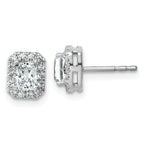 14k White Gold 7/8 carat Lab Grown Diamond VS/SI+ G+ Complete Emerald Halo Post Earrings