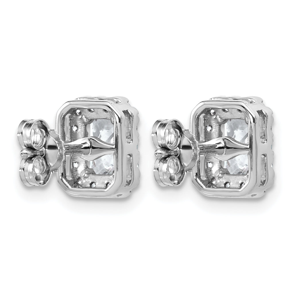 14k White Gold 1 1/3 carat Lab Grown Diamond VS+ F+ Complete Emerald Halo Post Earrings