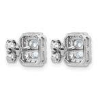 14k White Gold 1 1/3 carat Lab Grown Diamond VS+ F+ Complete Emerald Halo Post Earrings