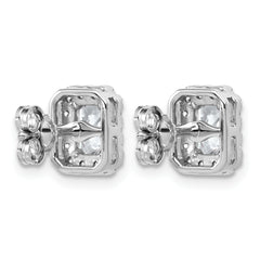 14k White Gold 1 1/3 carat Lab Grown Diamond VS+ F+ Complete Emerald Halo Post Earrings