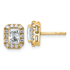 14k 1 1/3 carat Lab Grown Diamond VS+ F+ Complete Emerald Halo Post Earrings