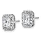 14k White Gold 2 3/4 carat Lab Grown Diamond VS+ F+ Complete Emerald Halo Post Earrings