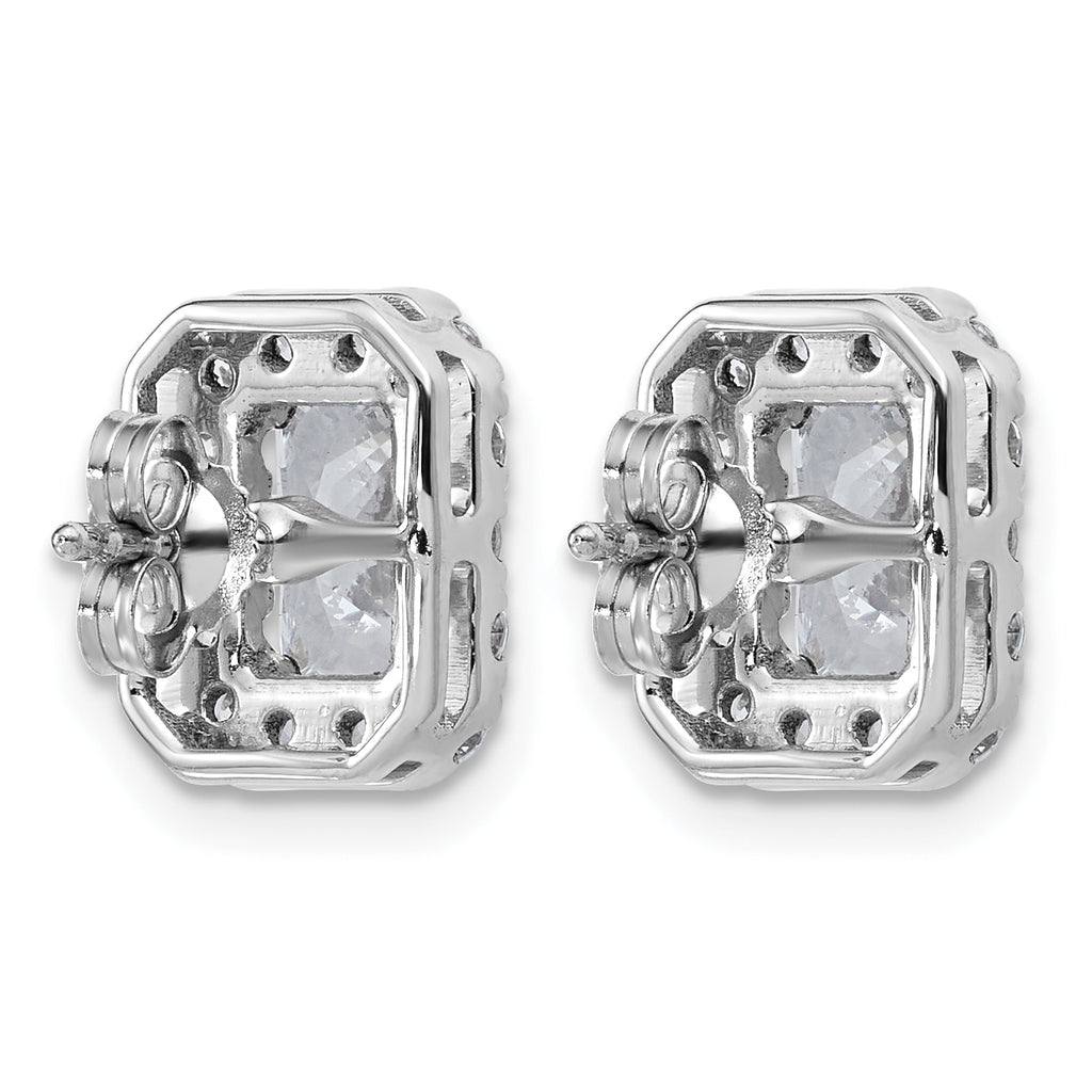 14k White Gold 2 3/4 carat Lab Grown Diamond VS+ F+ Complete Emerald Halo Post Earrings