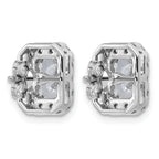 14k White Gold 2 3/4 carat Lab Grown Diamond VS+ F+ Complete Emerald Halo Post Earrings