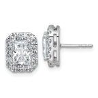 14k White Gold 2 3/4 carat Lab Grown Diamond VS+ F+ Complete Emerald Halo Post Earrings