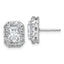 14k White Gold 2 3/4 carat Lab Grown Diamond VS+ F+ Complete Emerald Halo Post Earrings