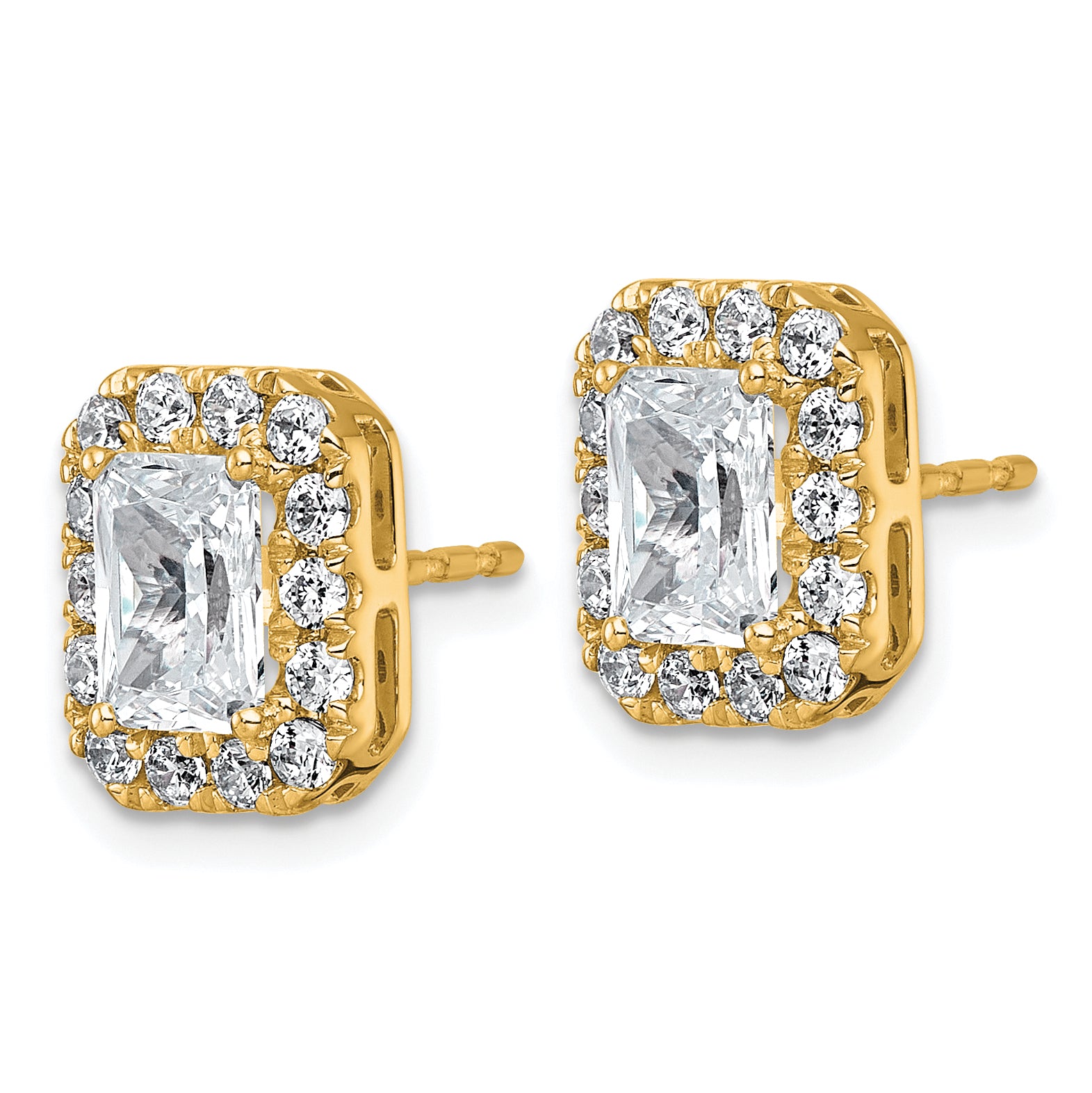 14k 2 3/4 carat Lab Grown Diamond VS+ F+ Complete Emerald Halo Post Earrings Secondary image