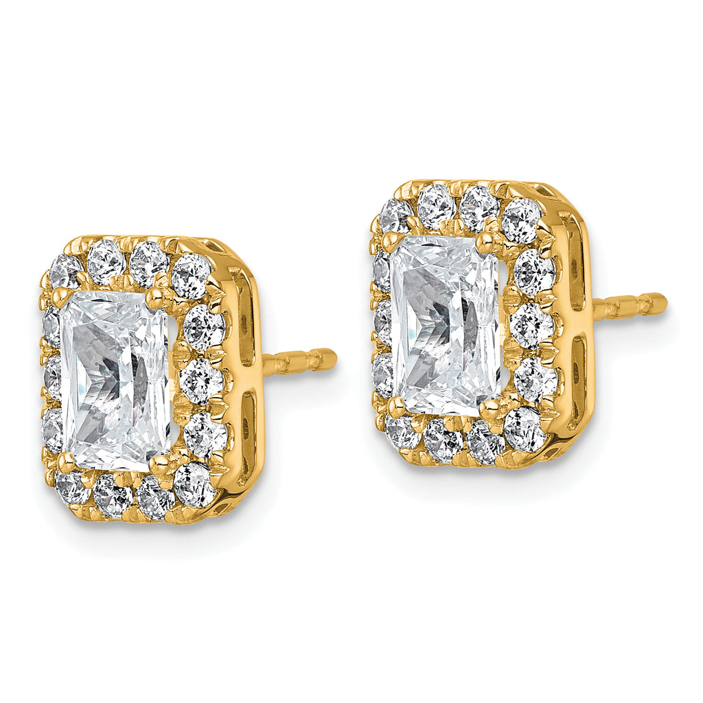 14k 2 3/4 carat Lab Grown Diamond VS+ F+ Complete Emerald Halo Post Earrings