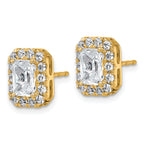 14k 2 3/4 carat Lab Grown Diamond VS+ F+ Complete Emerald Halo Post Earrings