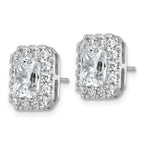 14k White Gold 3 7/8 carat Lab Grown Diamond VS+ F+ Complete Emerald Halo Post Earrings