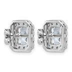 14k White Gold 3 7/8 carat Lab Grown Diamond VS+ F+ Complete Emerald Halo Post Earrings