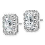 14k White Gold 5 3/4 carat Lab Grown Diamond VS+ F+ Complete Emerald Halo Post Earrings
