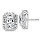14k White Gold 5 3/4 carat Lab Grown Diamond VS+ F+ Complete Emerald Halo Post Earrings