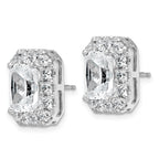 14k White Gold 7 carat Lab Grown Diamond VS+ F+ Complete Emerald Halo Post Earrings