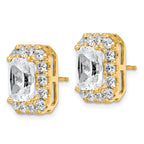 14k 7 carat Lab Grown Diamond VS+ F+ Complete Emerald Halo Post Earrings