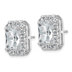 14k White Gold 8 5/8 carat Lab Grown Diamond VS+ F+ Complete Emerald Halo Post Earrings