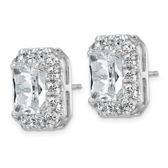 14k White Gold 8 5/8 carat Lab Grown Diamond VS+ F+ Complete Emerald Halo Post Earrings