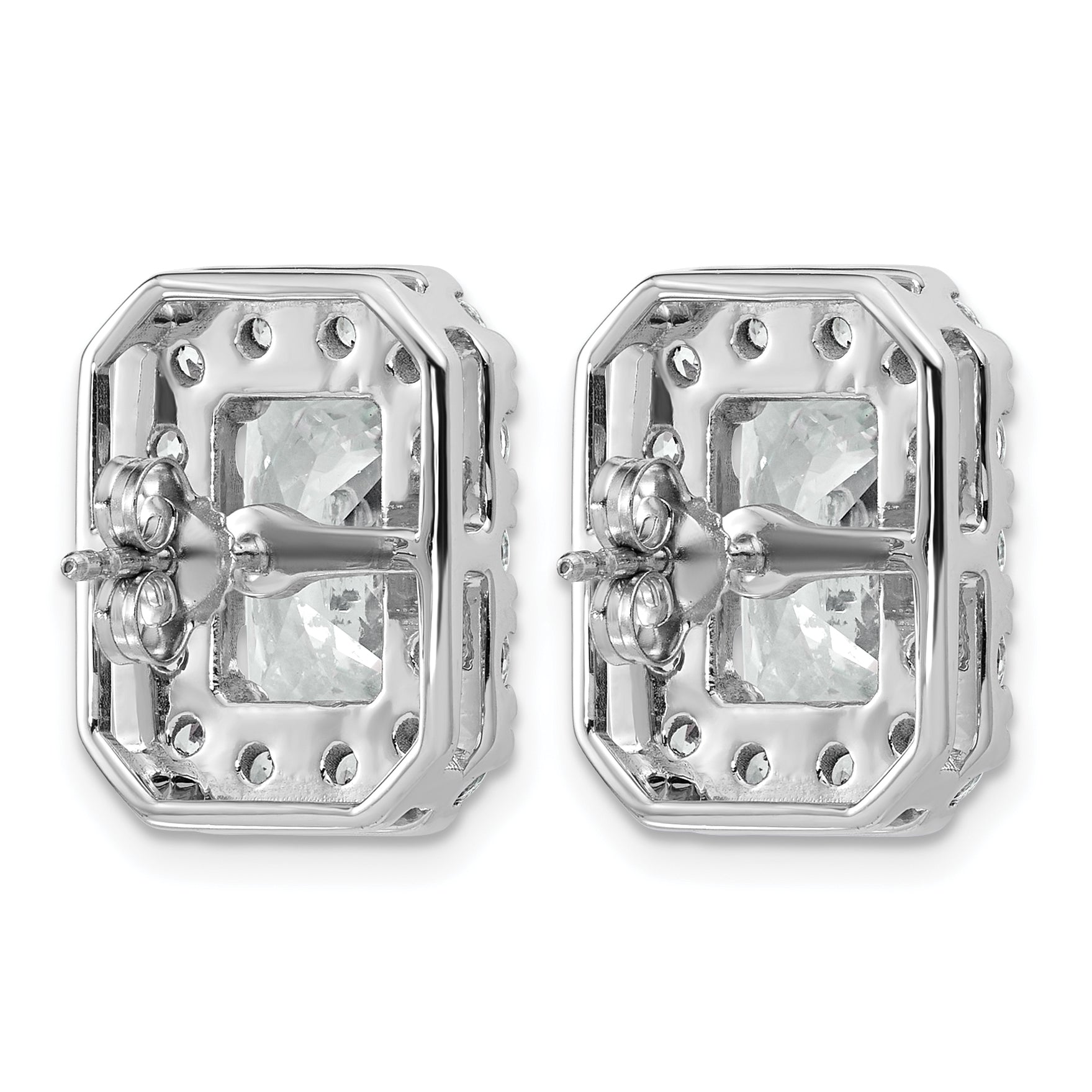 14k White Gold 8 5/8 carat Lab Grown Diamond VS+ F+ Complete Emerald Halo Post Earrings