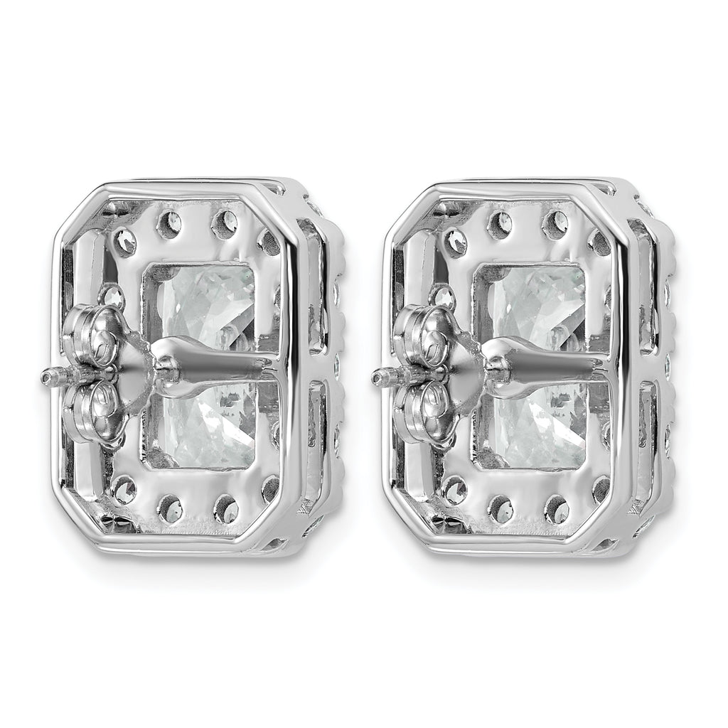 14k White Gold 8 5/8 carat Lab Grown Diamond VS+ F+ Complete Emerald Halo Post Earrings
