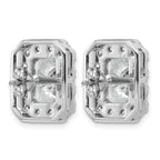 14k White Gold 8 5/8 carat Lab Grown Diamond VS+ F+ Complete Emerald Halo Post Earrings