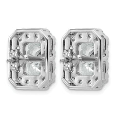 14k White Gold 8 5/8 carat Lab Grown Diamond VS+ F+ Complete Emerald Halo Post Earrings