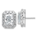 14k White Gold 8 5/8 carat Lab Grown Diamond VS+ F+ Complete Emerald Halo Post Earrings