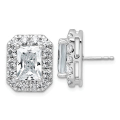 14k White Gold 8 5/8 carat Lab Grown Diamond VS+ F+ Complete Emerald Halo Post Earrings