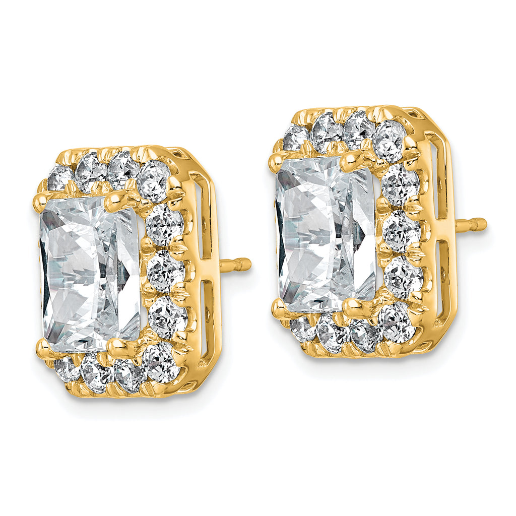 14k 8 5/8 carat Lab Grown Diamond VS+ F+ Complete Emerald Halo Post Earrings