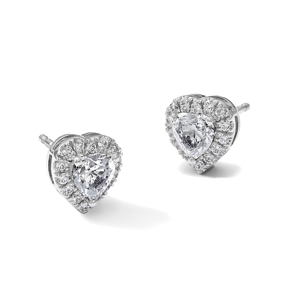 14K White Gold 1 1/4 ct Lab-Created Diamond VS/SI+ G+ Halo Earrings