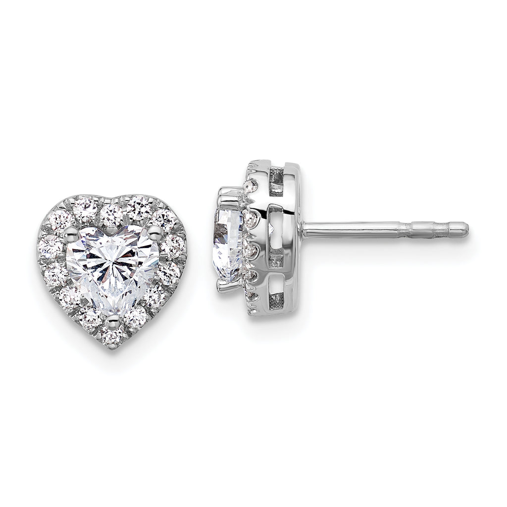14K White Gold 1/4 ct Lab-Created Diamond VS/SI+ G+ Halo Earrings
