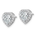 14k White Gold 2 3/8 carat Lab Grown Diamond VS+ F+ Complete Heart Halo Post Earrings