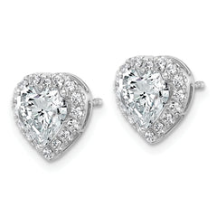 14k White Gold 2 3/8 carat Lab Grown Diamond VS+ F+ Complete Heart Halo Post Earrings