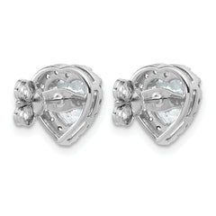 14k White Gold 2 3/8 carat Lab Grown Diamond VS+ F+ Complete Heart Halo Post Earrings