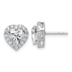 14k White Gold 2 3/8 carat Lab Grown Diamond VS+ F+ Complete Heart Halo Post Earrings