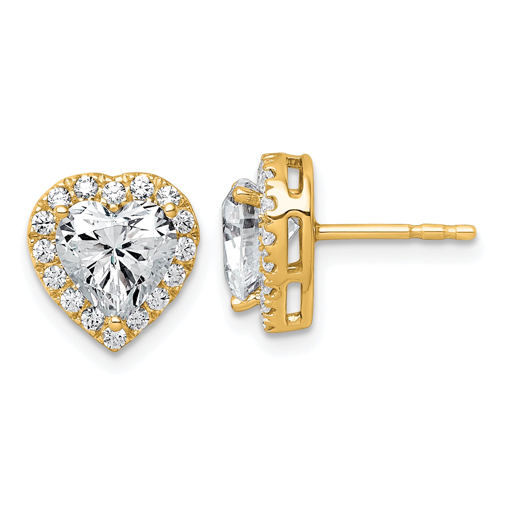 14k 2 3/8 carat Lab Grown Diamond VS+ F+ Complete Heart Halo Post Earrings Main image